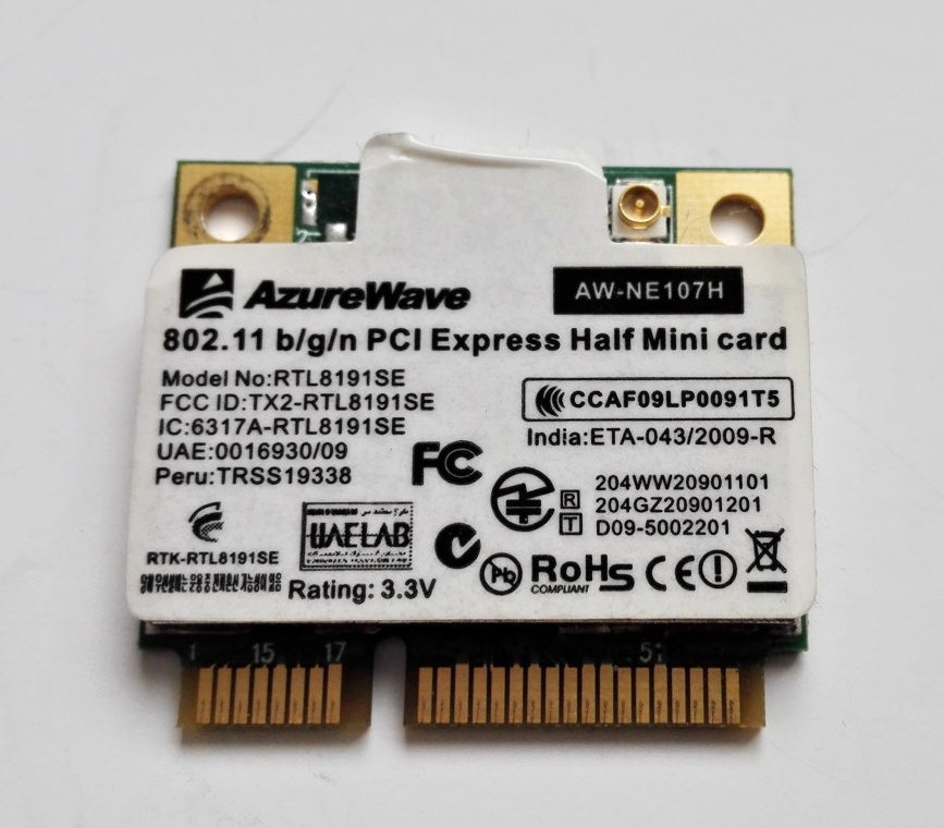 AzureWave AW-NE107H RTL8191SE 150Mbps Half Mini PCIe PCI-Express Wlan