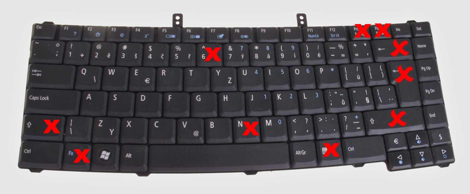 Jednotlivé klávesy z NSK-AGL0C Extensa a TravelMate