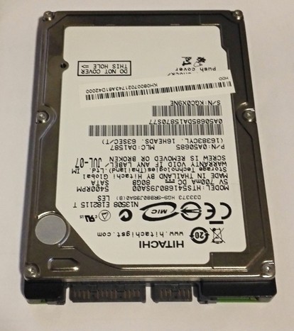 Hitachi Travelstar 80GB, 5K160 HTS541680J9SA00, 2,5", SATAII, 8MB, 5400RPM