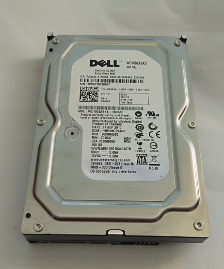 Western Digital Dell 0X464K WD1602ABKS-18N8A0 160GB, 16MB, 3.5" SATA 7.2K RPM