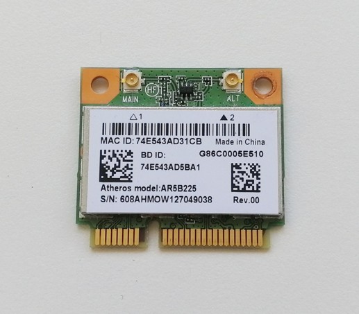 Anatel Bluetooth V4.0 WiFi 150Mbps, 802.11B/G/N Mini PCI-Express AR5B225