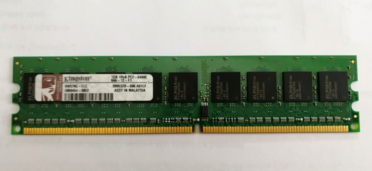 Kingston KW579C-ELC CMY 1GB 240p PC2-6400 CL6 9c 128x8 ECC DDR2-800 DIMM. 1,8V