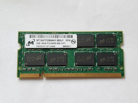 Micron 2GB MT16HTF25664HY-800J1 200Pin SO-DIMM DDR2, 1.8V, 2Rx8, non-ECC, CL6, PC2-6400S, 800MHz SKLADEM