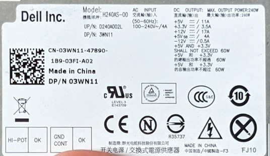 Originální OEM Dell Optiplex 390 H240AS-00, D240A002L, 03WN11, SKLADEM