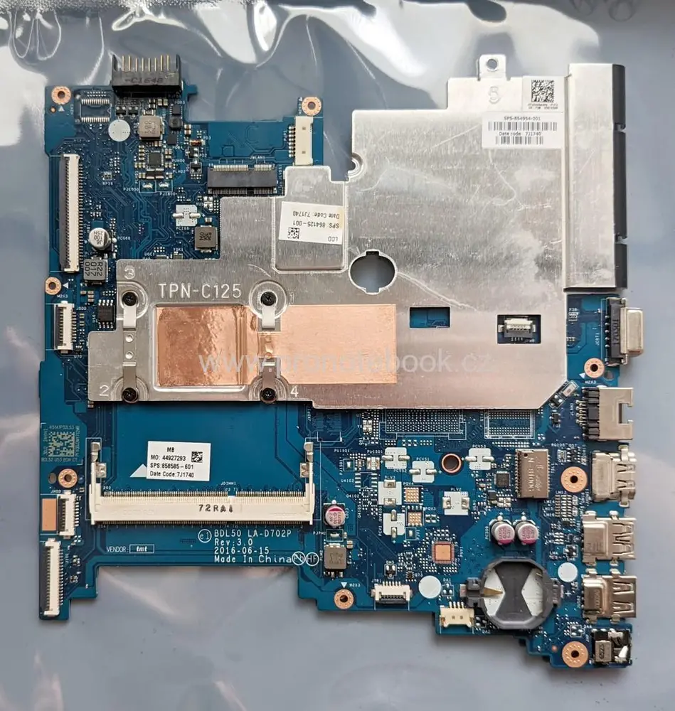 HP 250 G5 FUNKČNÍ základní deska BDL50 LA-D702P Rev: 3.0, 858585-601, CPU N3060, heatsink 854954-001 SKLADEM