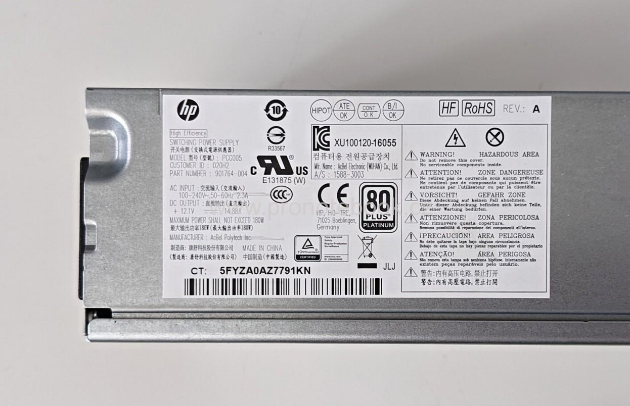 Originální OEM HP 400 G4 SFF 180W Power Supply, PCG005, 901764-004, 1588-3003 80 PLUS PLATINUM SKLADEM
